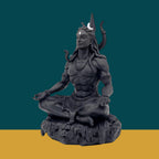 Adiyogi Shiva Meditation Idol for Car Dashboard – Matte Black with Golden Detailing